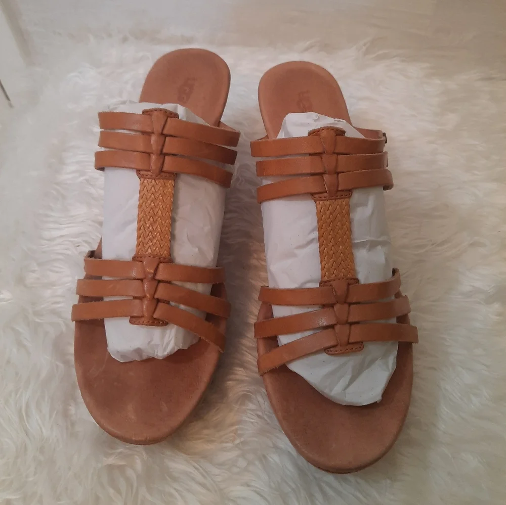 Ugg strappy platform wedge sandals sz 11W - Picture 3 of 7